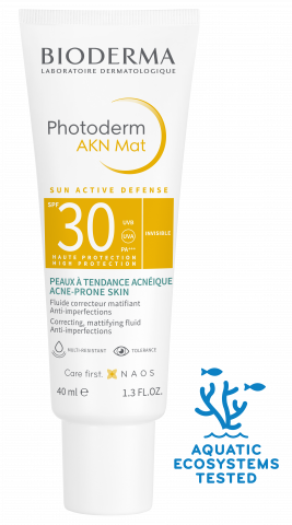 BIODERMA Photoderm AKN Mat SPF30 ครีมกันแดดคุมมัน สำหรับผิวแพ้ง่าย ลดโอกาสเกิดสิว