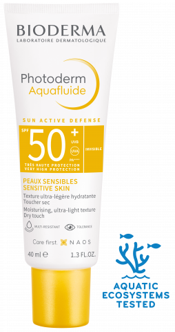 BIODERMA Photoderm Aquafluide SPF50+ ครีมกันแดดสูตรน้ำนม เนื้อบางเบา เกลี่ยง่าย ไม่เป็นคราบ ไม่อุดตัน สำหรับผิวแพ้ง่ายโดยเฉพาะ