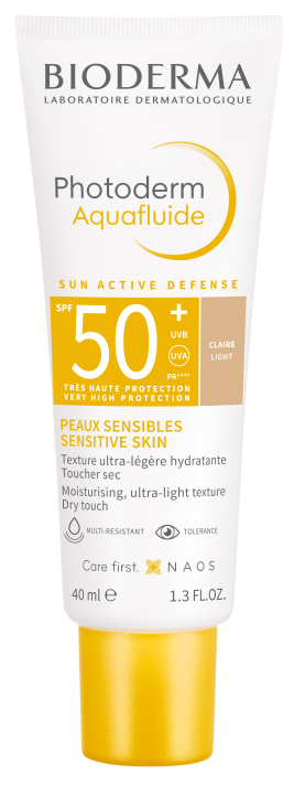 BIODERMA Photoderm Aquafluide SPF50+ (Light color)  ครีมกันแดดสูตรน้ำ (สีเนื้อ) ให้ความชุ่มชื้น 8 ชั่วโมง และให้ช่วยควบคุมความมัน